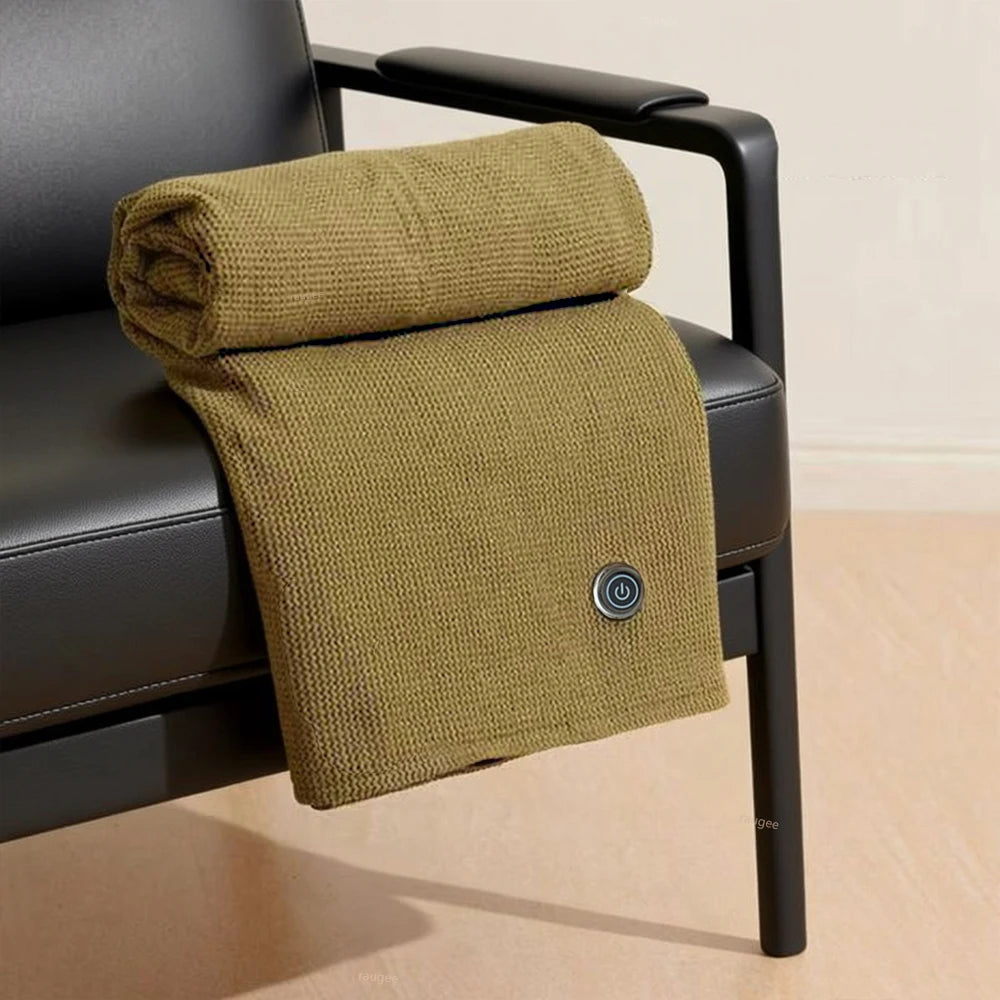 Plaid Chauffant NELYS Kaki - Portable à 3 Niveaux de Température