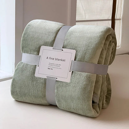 Plaid SÉLIA Vert de gris – Flanelle Douce et Légère