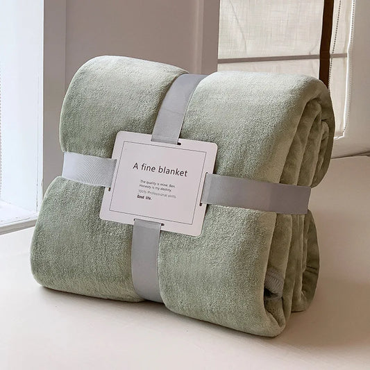 Plaid SÉLIA Vert de gris – Flanelle Douce et Légère