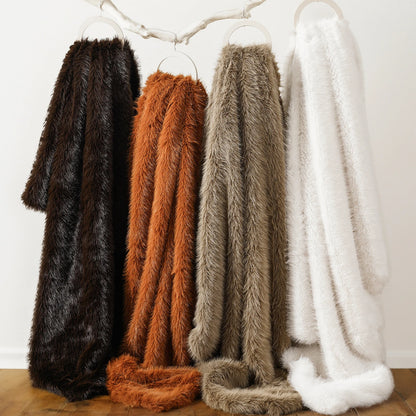 Plaid ALBA Acajou – Fausse Fourrure Douce à Poils Longs