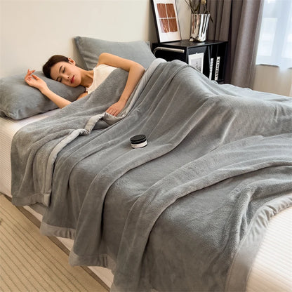 Plaid LOU Gris – Velours Doux et Chaud Uni