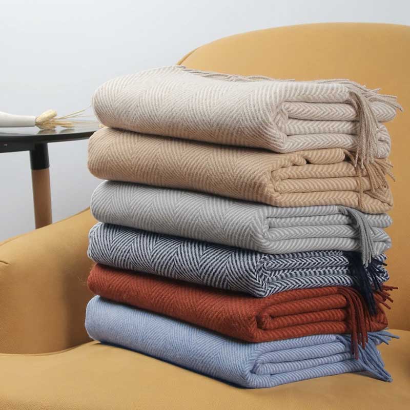 Plaid LIV Terracotta – 100 % Laine Unie à Franges