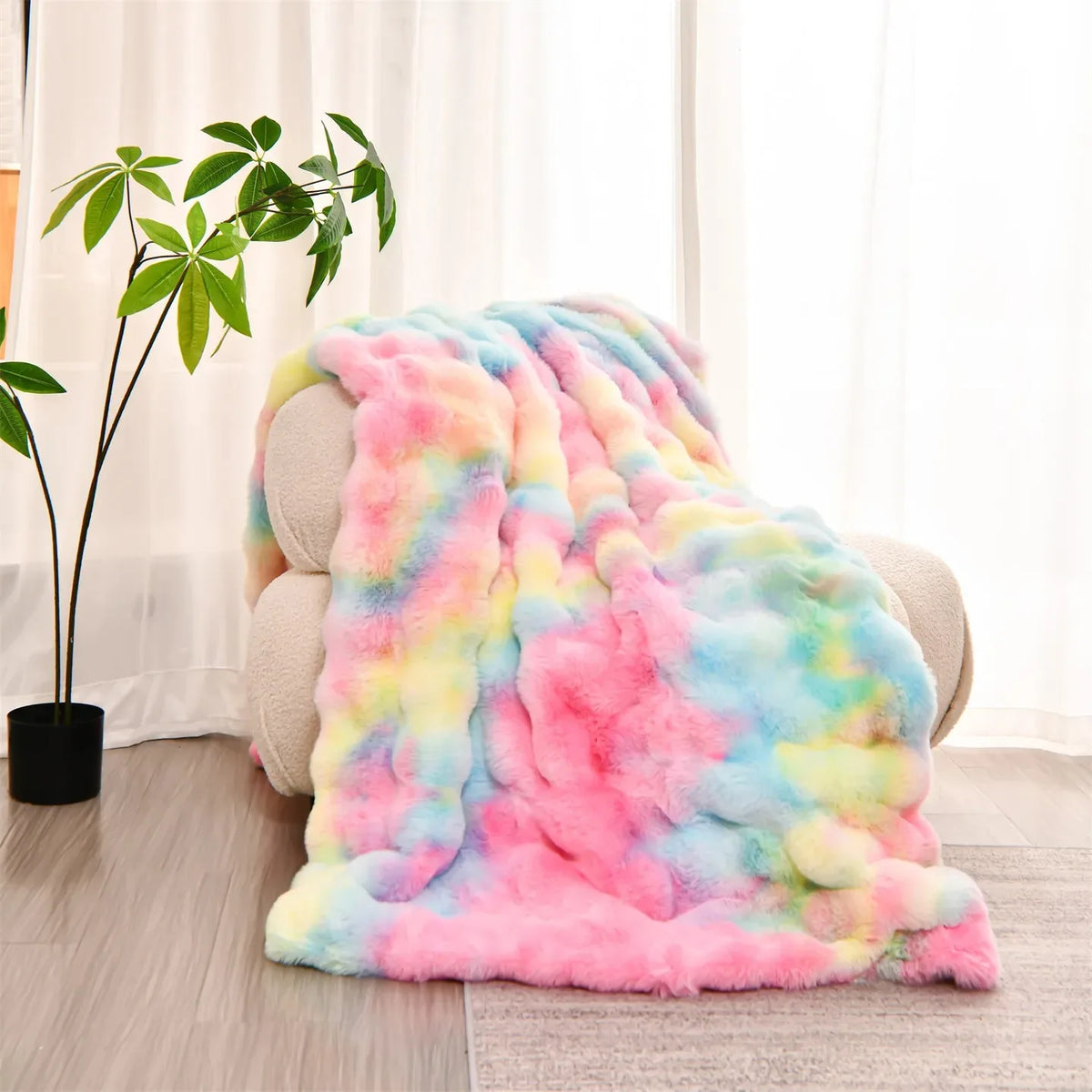 Plaid NUVÉA Pastel – Fausse Fourrure Moelleuse Double Face