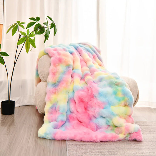 Plaid NUVÉA Pastel – Fausse Fourrure Moelleuse Double Face