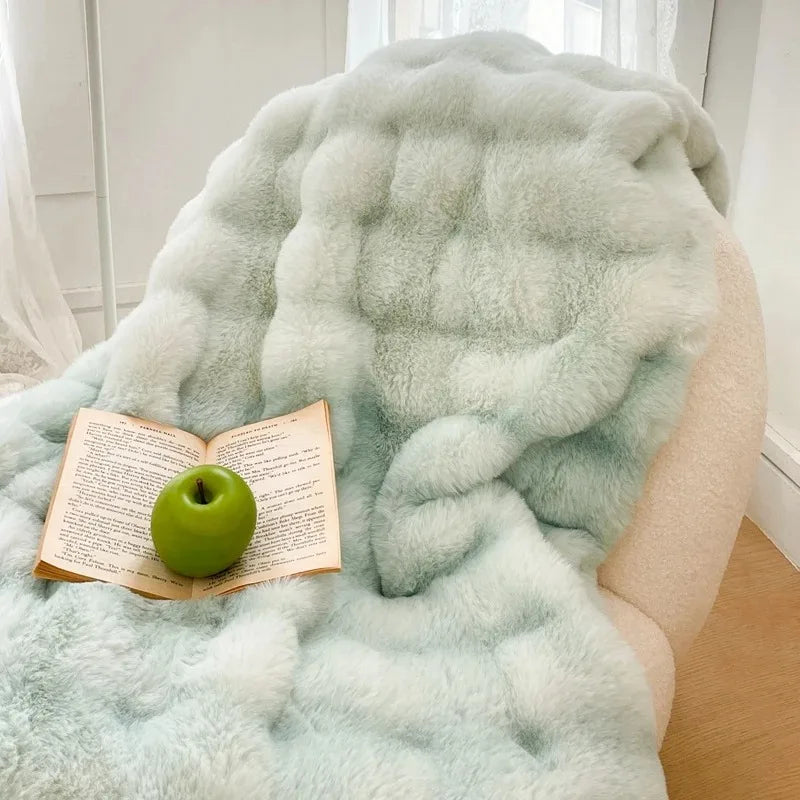 Plaid NUVÉA Menthe – Fausse Fourrure Moelleuse Double Face