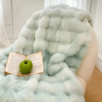 Plaid NUVÉA Menthe – Fausse Fourrure Moelleuse Double Face
