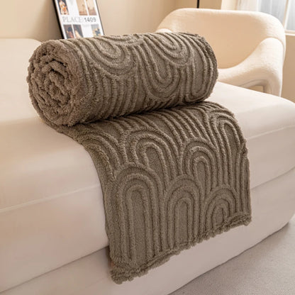 Plaid MILO Marron – Polaire Douce à Motif Jacquard en Relief
