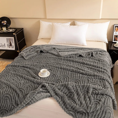 Plaid MILO Gris – Polaire Douce à Motif Jacquard en Relief