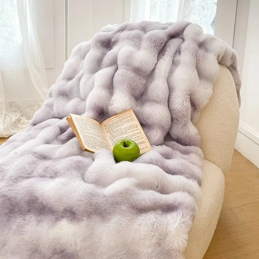 Plaid NUVÉA Lilas – Fausse Fourrure Moelleuse Double Face