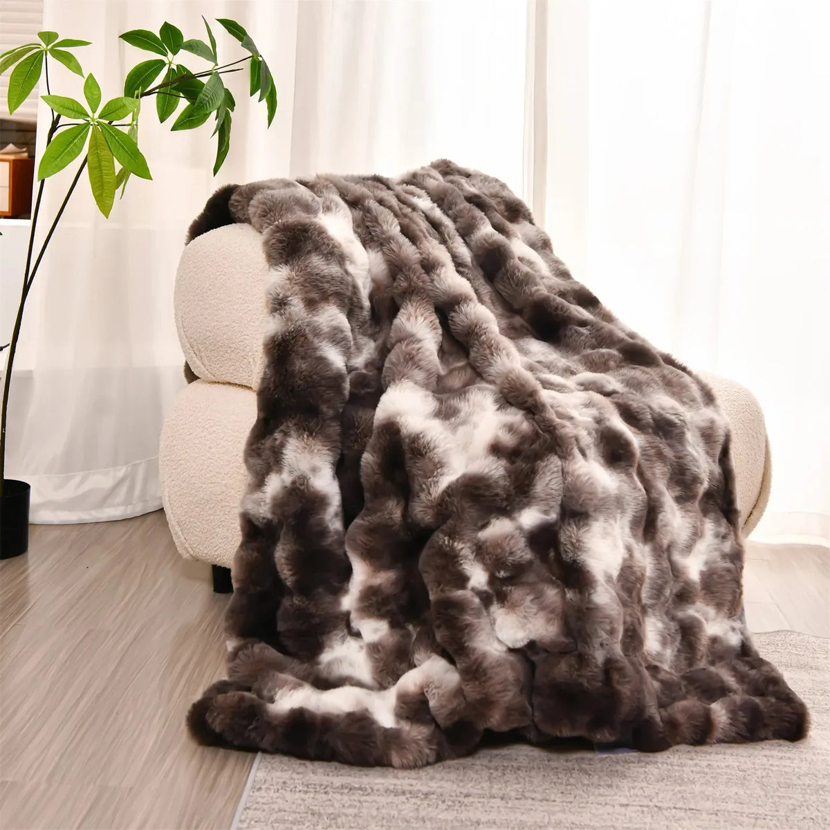 Plaid NUVÉA Marbré – Fausse Fourrure Moelleuse Double Face