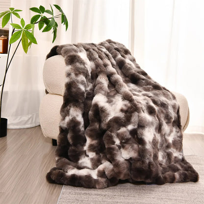Plaid NUVÉA Marbré – Fausse Fourrure Moelleuse Double Face