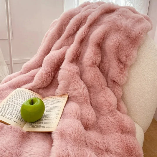 Plaid NUVÉA Rose – Fausse Fourrure Moelleuse Double Face