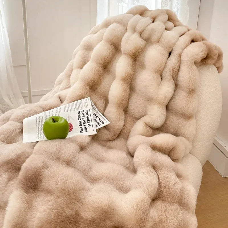Plaid NUVÉA Crème – Fausse Fourrure Moelleuse Double Face