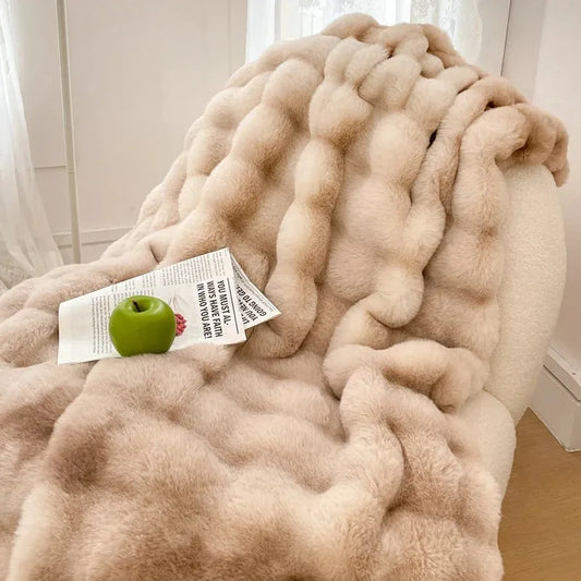 Plaid NUVÉA Crème – Fausse Fourrure Moelleuse Double Face