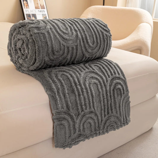 Plaid MILO Gris – Polaire Douce à Motif Jacquard en Relief