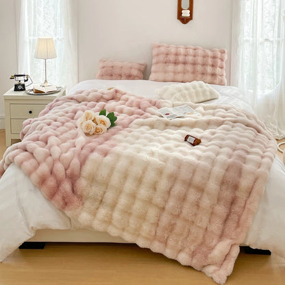 Plaid NUVÉA Poudré – Fausse Fourrure Moelleuse Double Face