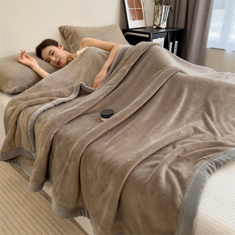 Plaid LOU Taupe – Velours Doux et Chaud Uni