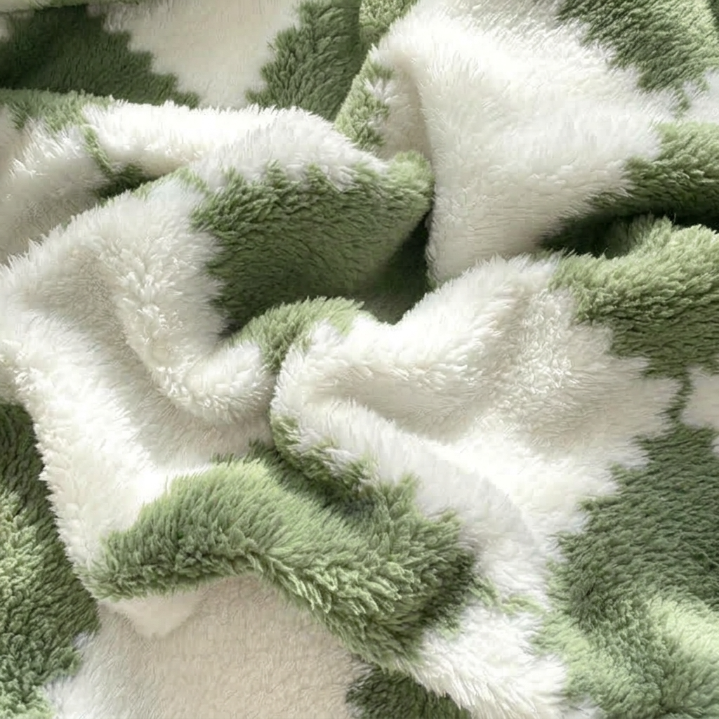 Plaid AVA Vert – Polaire Douce à Carreaux