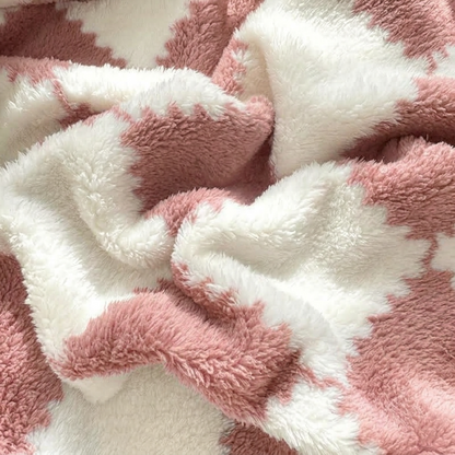 Plaid AVA Rose – Polaire Douce à Carreaux