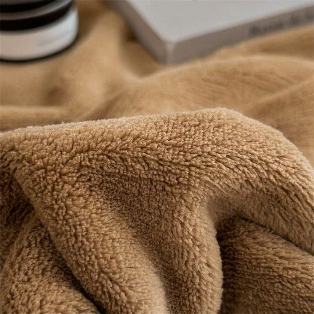 Plaid LOU Camel – Velours Doux et Chaud Uni