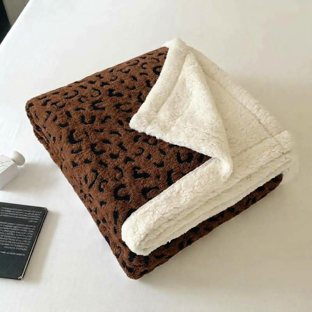 Plaid ZOÉ Chocolat – Polaire Douce à Motif Léopard