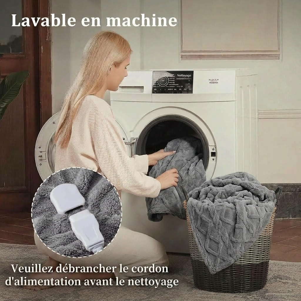 Plaid Chauffant NORKA Gris – Sherpa à 6 Niveaux de Chaleur