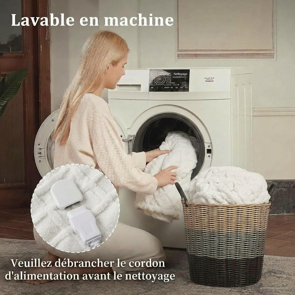 Plaid Chauffant NORKA Blanc – Sherpa à 6 Niveaux de Chaleur