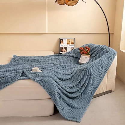 Plaid MILO Bleu – Polaire Douce à Motif Jacquard en Relief