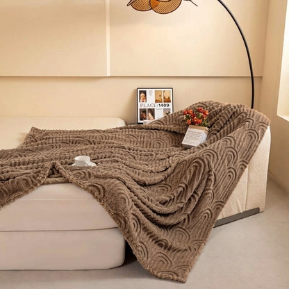 Plaid MILO Marron – Polaire Douce à Motif Jacquard en Relief