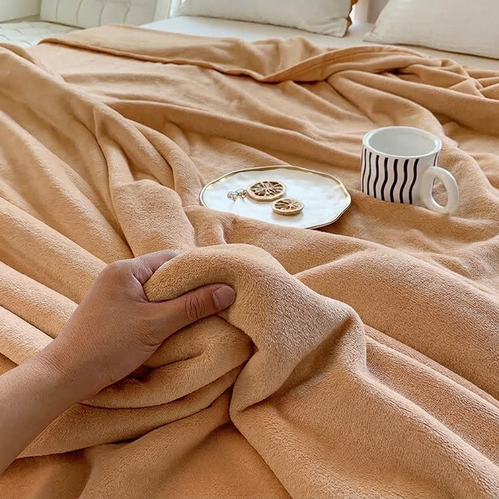 Plaid SÉLIA Cannelle – Flanelle Douce et Légère