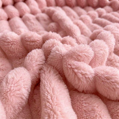 Plaid LOVA Rose – Fausse Fourrure Côtelée Douce et Épaisse