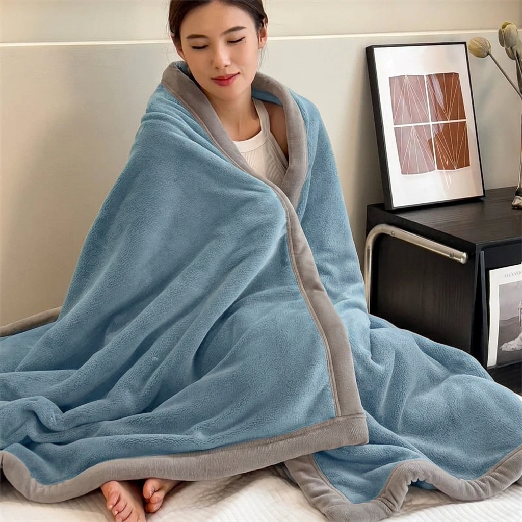 Plaid LOU Ciel – Velours Doux et Chaud Uni