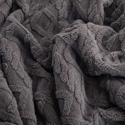 Plaid OSLO Gris – Polaire Sherpa à Motifs Géométriques