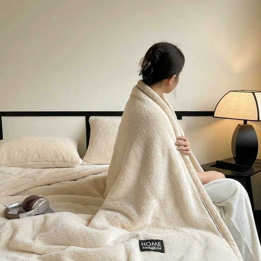 Plaid ELLA Crème – Polaire Douce et Moelleuse Unie