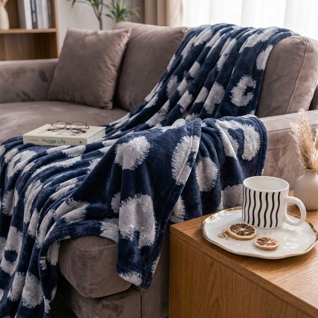 Plaid SÉLIA Orage – Flanelle Douce et Légère