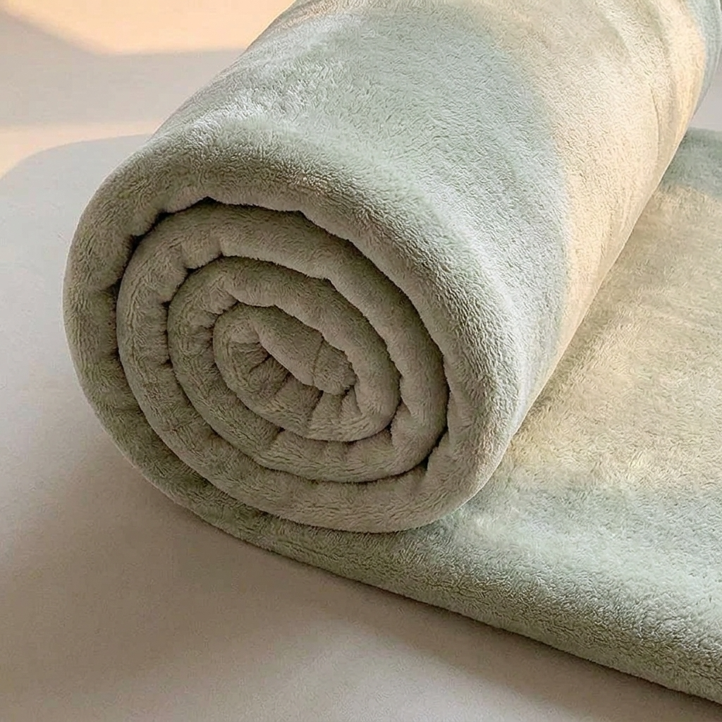 Plaid SÉLIA Vert de gris – Flanelle Douce et Légère
