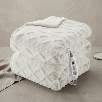 Plaid Chauffant NORKA Blanc – Sherpa à 6 Niveaux de Chaleur