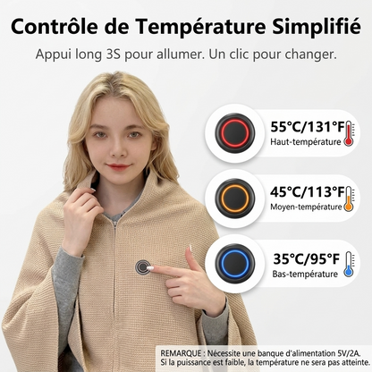 Plaid Chauffant NELYS beige - Portable à 3 Niveaux de Température