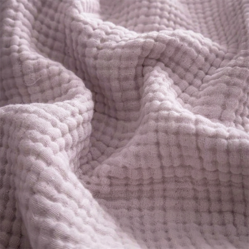 Plaid NAYA Violet – 100 % Coton 4 Épaisseurs à Franges