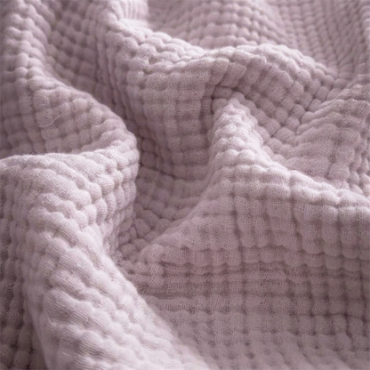 Plaid NAYA Violet – 100 % Coton 4 Épaisseurs à Franges