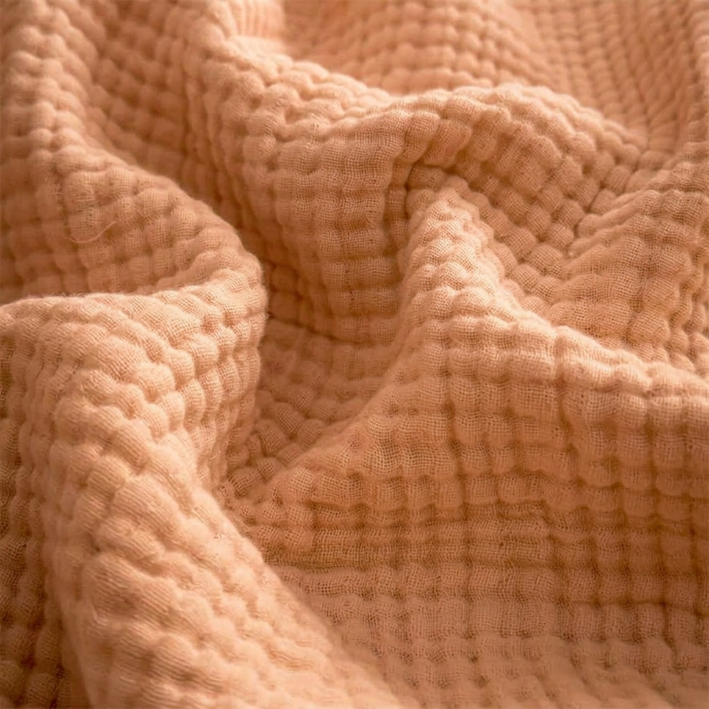 Plaid NAYA Orange – 100 % Coton 4 Épaisseurs à Franges