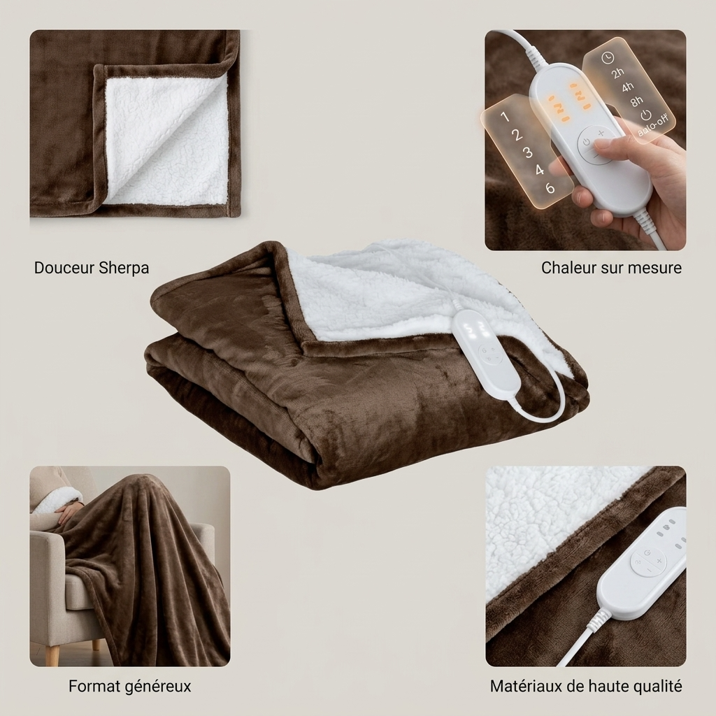 Plaid Chauffant NORDEN Marron – Température Réglable