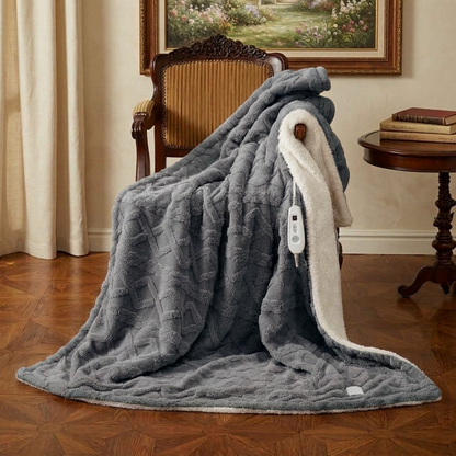 Plaid Chauffant NORKA Gris – Sherpa à 6 Niveaux de Chaleur
