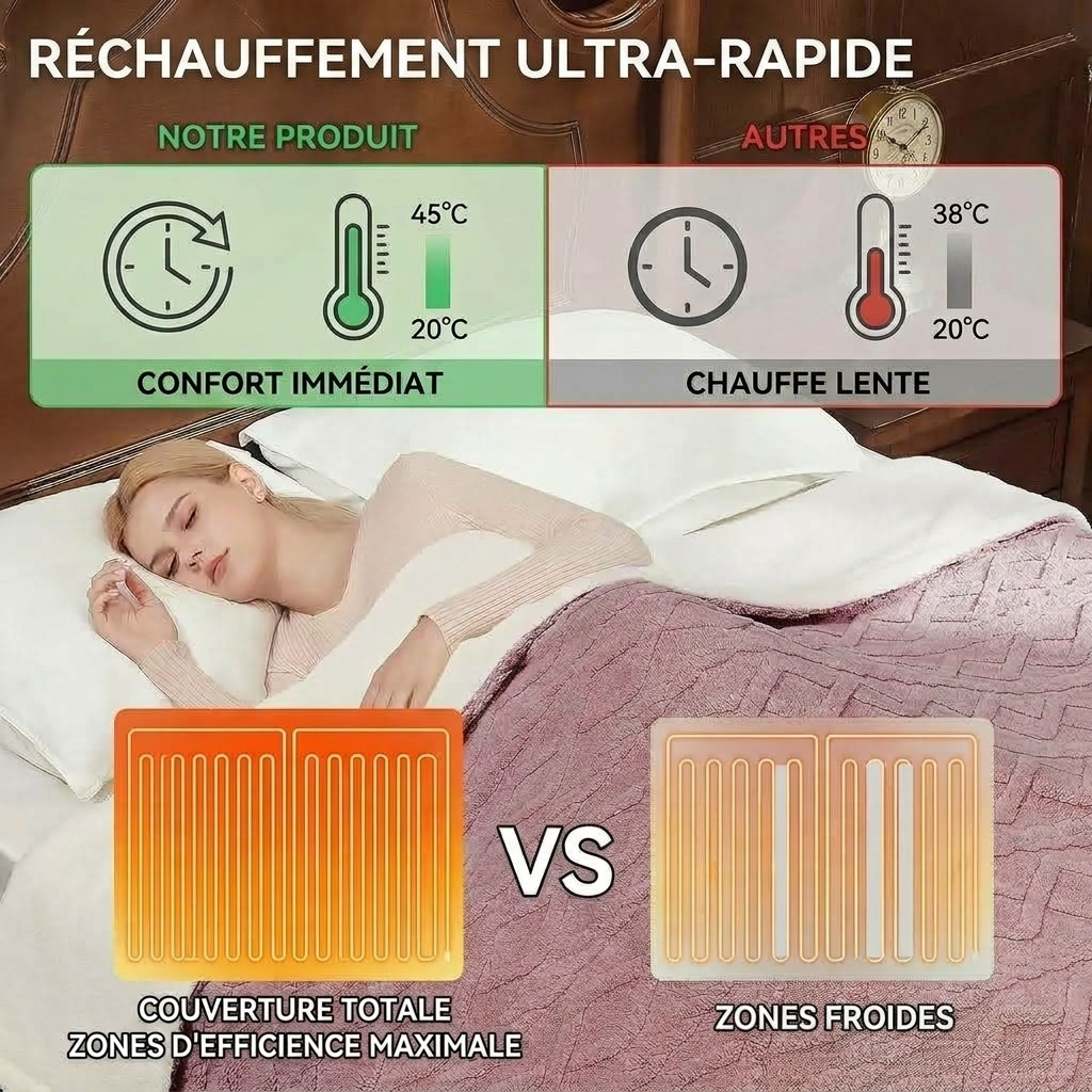 Plaid Chauffant NORKA Rose – Sherpa à 6 Niveaux de Chaleur