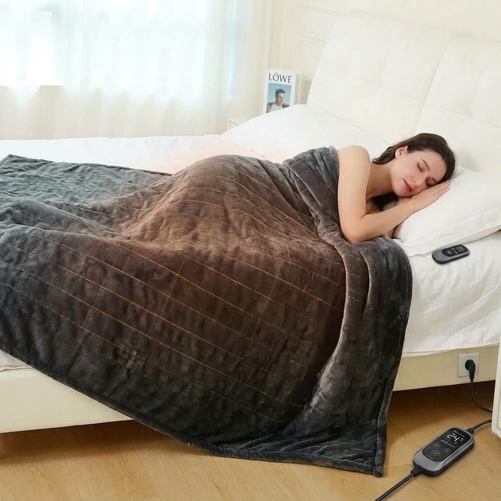 Plaid Chauffant KAÏRO Noir – 9 Niveaux de Chaleur
