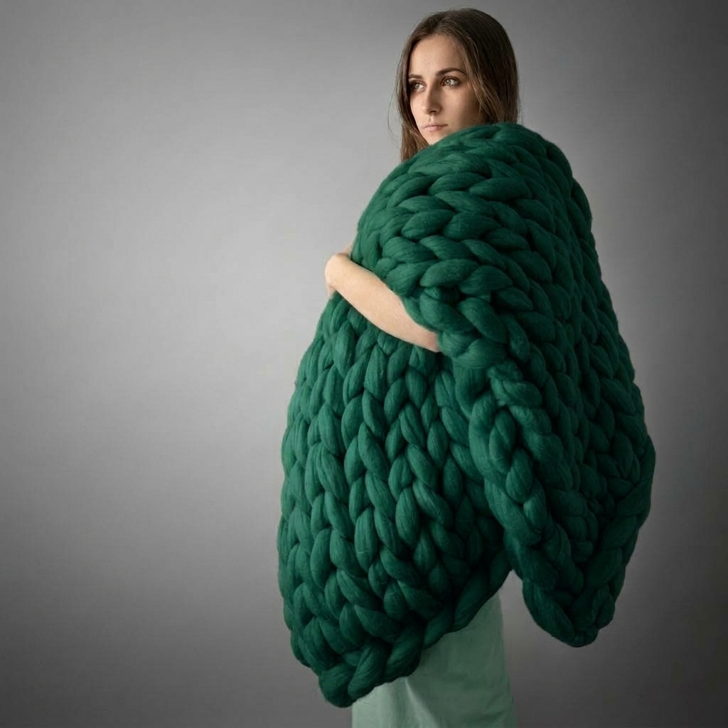 Plaid SOVEN Sapin – 100 % Coton à Grosse Maille