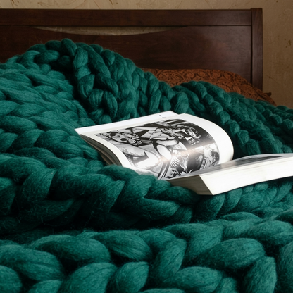 Plaid SOVEN Sapin – 100 % Coton à Grosse Maille