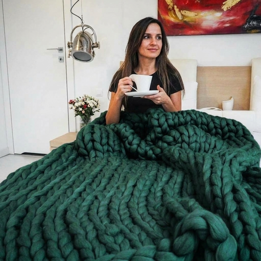 Plaid SOVEN Sapin – 100 % Coton à Grosse Maille