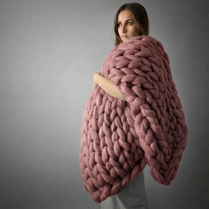 Plaid SOVEN Rose – 100 % Coton à Grosse Maille