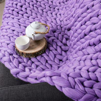 Plaid SOVEN Violet – 100 % Coton à Grosse Maille
